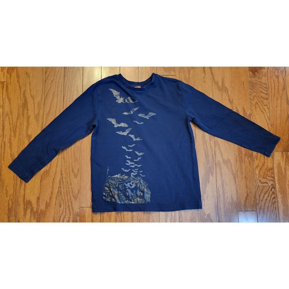 Boys Youth Size 8 (M) Blue Shirt long sleeve Haunted Bats